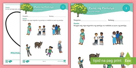 Puno ng Pamilya Worksheet 1 .